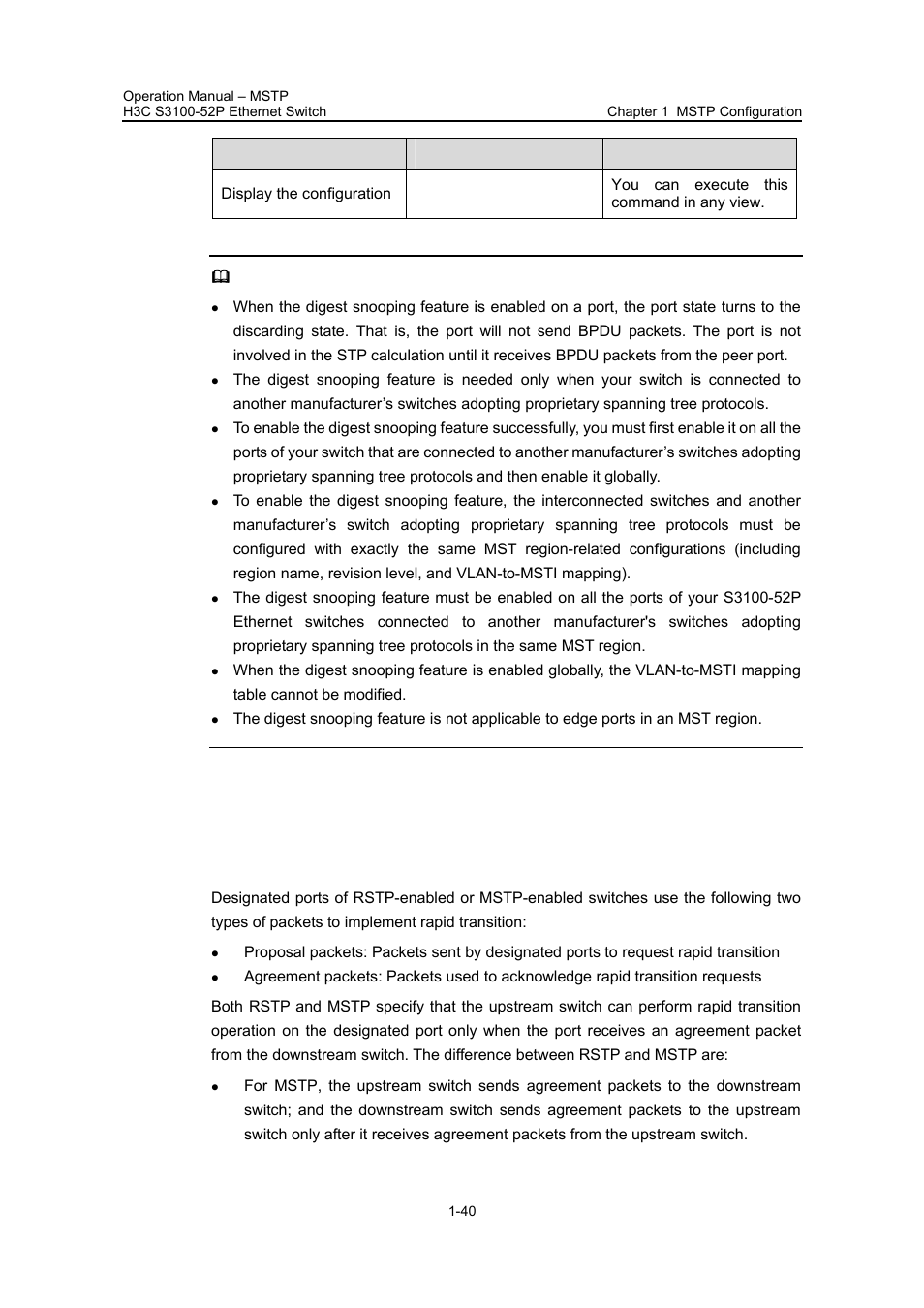 7 configuring rapid transition, 1 introduction, 7 configuring rapid transition -40 | 1 introduction -40 | H3C Technologies H3C S3100 Series Switches User Manual | Page 215 / 630