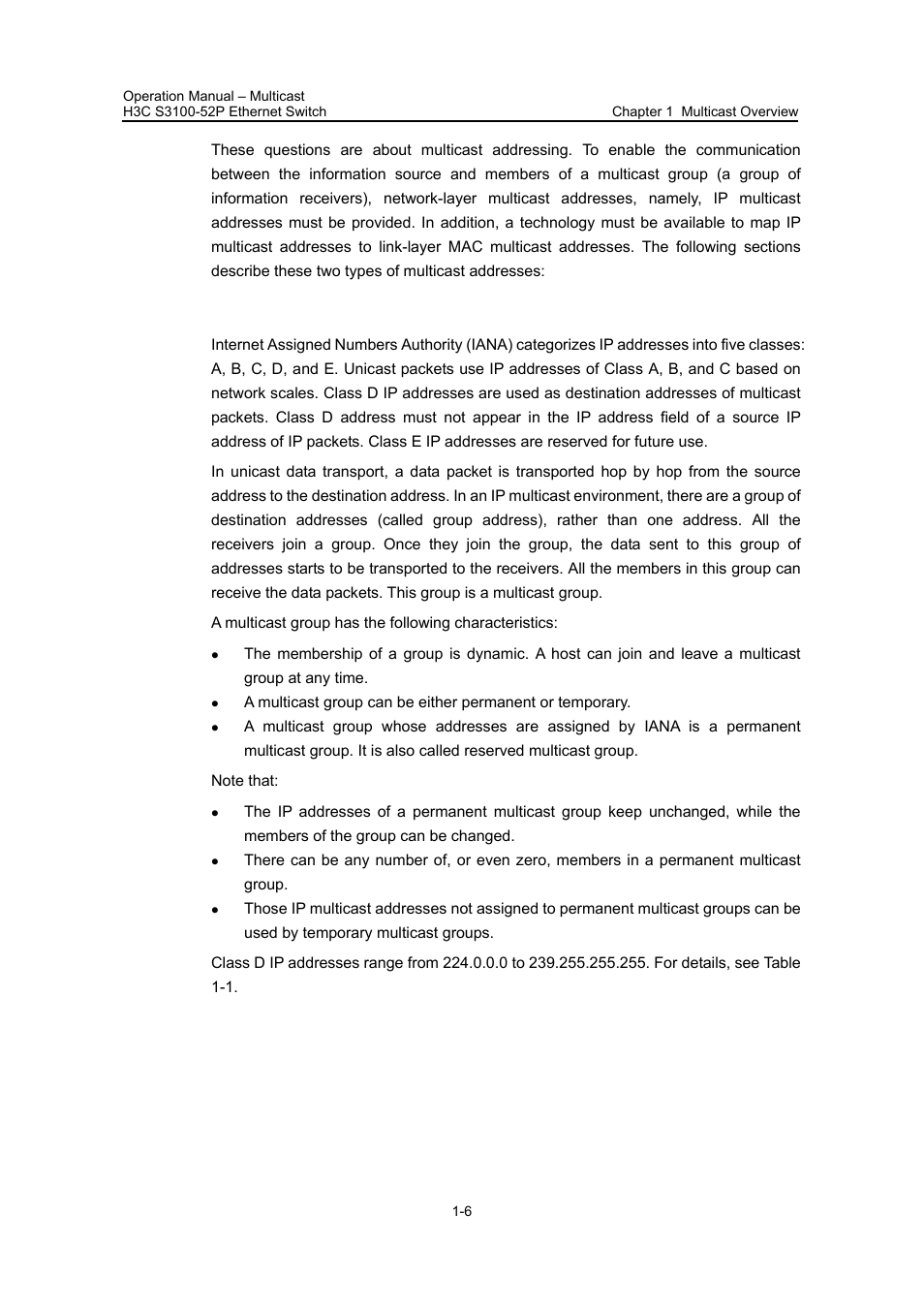 I. ip multicast address | H3C Technologies H3C S3100 Series Switches User Manual | Page 233 / 630