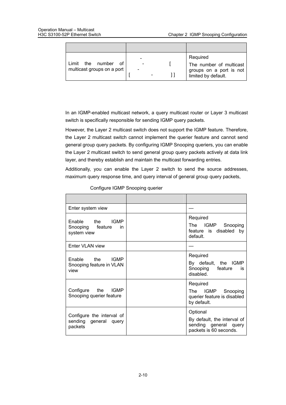 6 configuring igmp querier, 6 configuring igmp querier -10, 6 "configuring | Igmp querier | H3C Technologies H3C S3100 Series Switches User Manual | Page 247 / 630