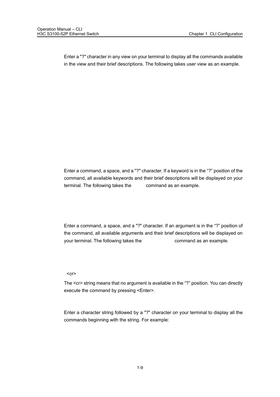 I. complete online help, Ii. partial online help | H3C Technologies H3C S3100 Series Switches User Manual | Page 26 / 630