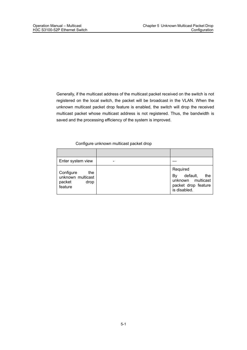 1 overview, 2 unknown multicast packet drop configuration | H3C Technologies H3C S3100 Series Switches User Manual | Page 260 / 630