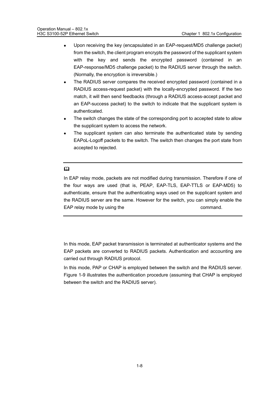 Ii. eap terminating mode | H3C Technologies H3C S3100 Series Switches User Manual | Page 281 / 630