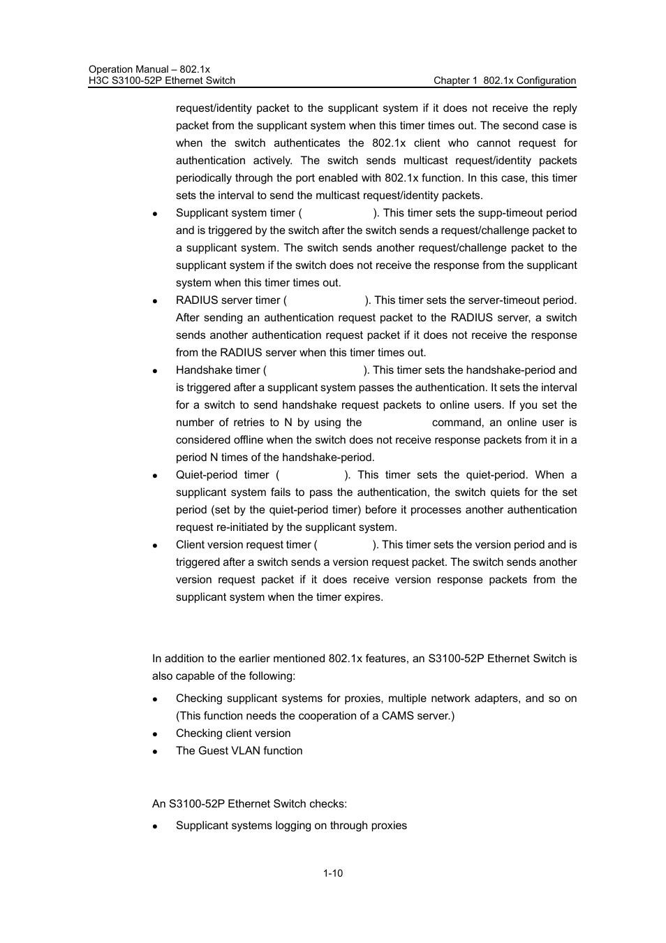 I. checking the supplicant system | H3C Technologies H3C S3100 Series Switches User Manual | Page 283 / 630