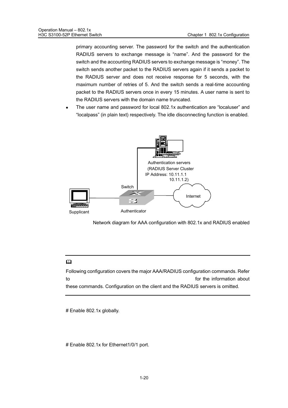 Ii. network diagram, Iii. configuration procedure | H3C Technologies H3C S3100 Series Switches User Manual | Page 293 / 630