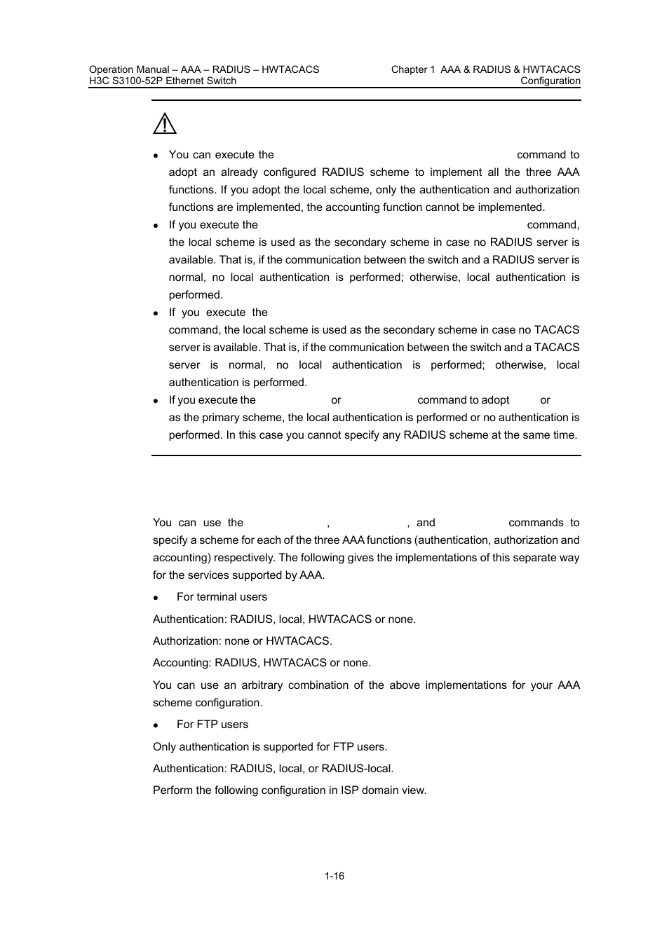 Ii. configuring separate aaa schemes | H3C Technologies H3C S3100 Series Switches User Manual | Page 315 / 630