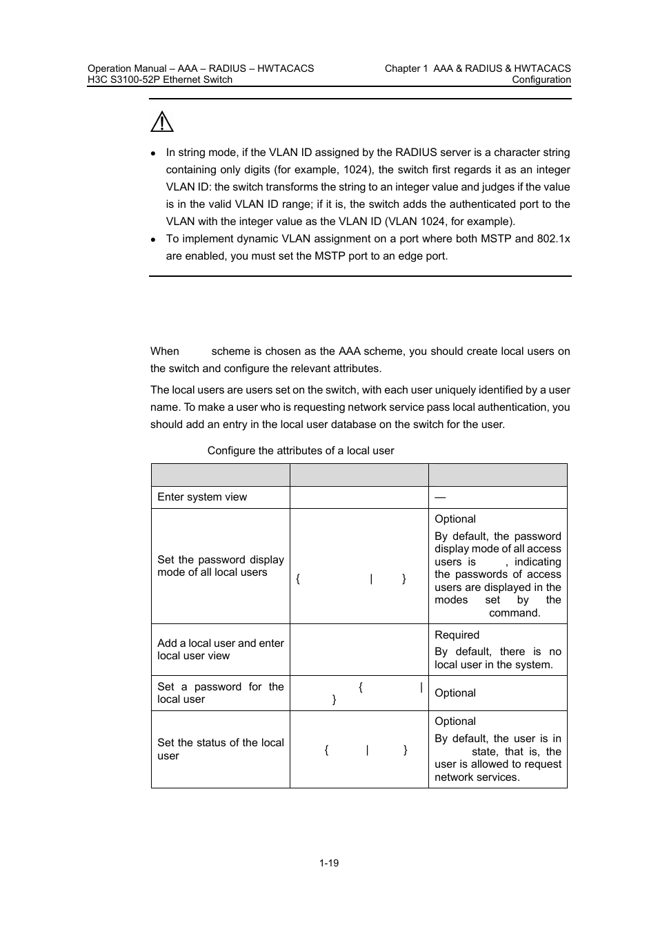 6 configuring the attributes of a local user, 6 configuring the attributes of a local user -19, Heme | 6 “configuring the, Attributes of a local, User, Configuring the | H3C Technologies H3C S3100 Series Switches User Manual | Page 318 / 630