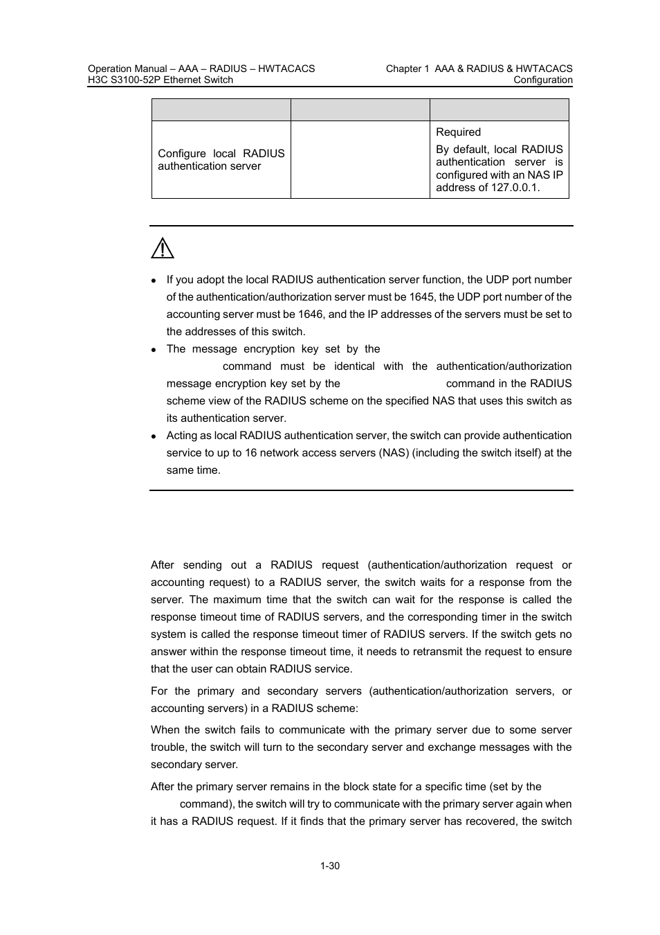 10 configuring the timers of radius servers, 10 configuring the timers of radius servers -30, Configuring the | Timers of radius, Servers | H3C Technologies H3C S3100 Series Switches User Manual | Page 329 / 630