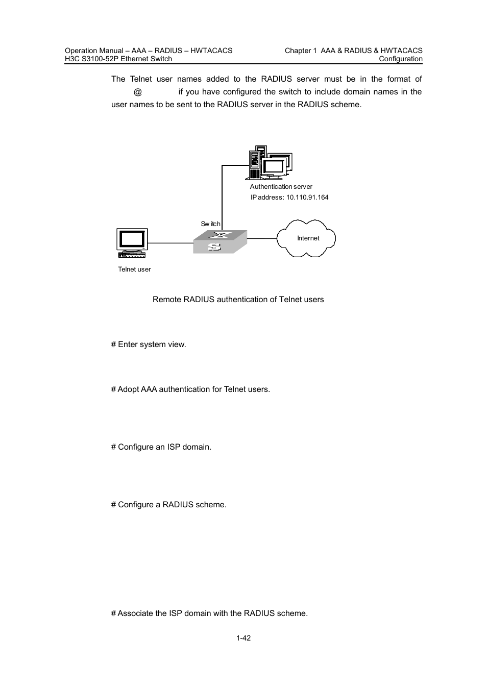 Ii. network diagram, Iii. configuration procedure | H3C Technologies H3C S3100 Series Switches User Manual | Page 341 / 630