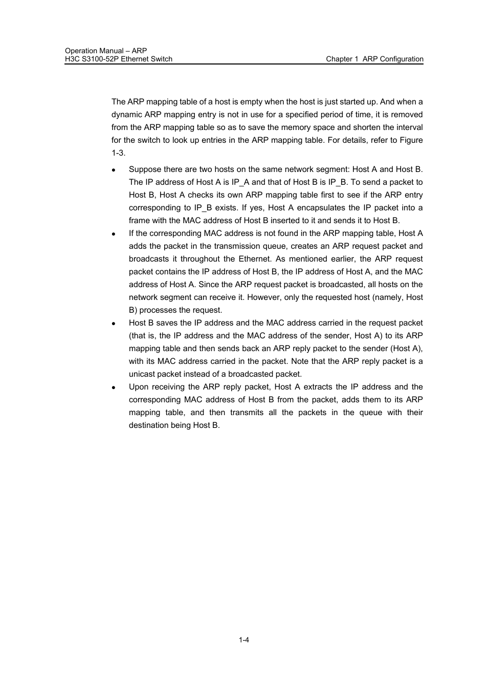 4 arp implementation procedure, 4 arp implementation procedure -4 | H3C Technologies H3C S3100 Series Switches User Manual | Page 371 / 630