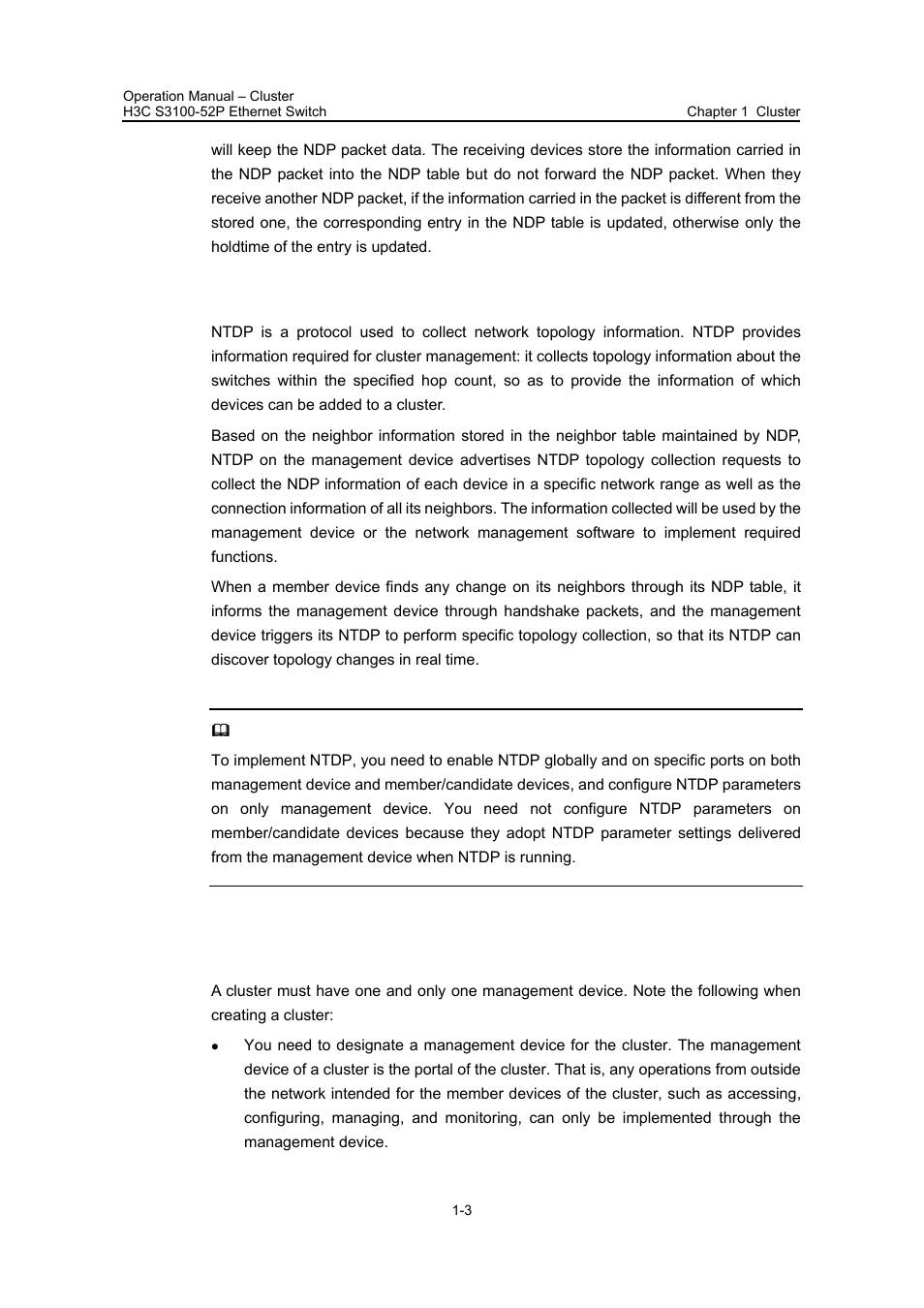 3 introduction to ntdp, 4 introduction to cluster | H3C Technologies H3C S3100 Series Switches User Manual | Page 426 / 630