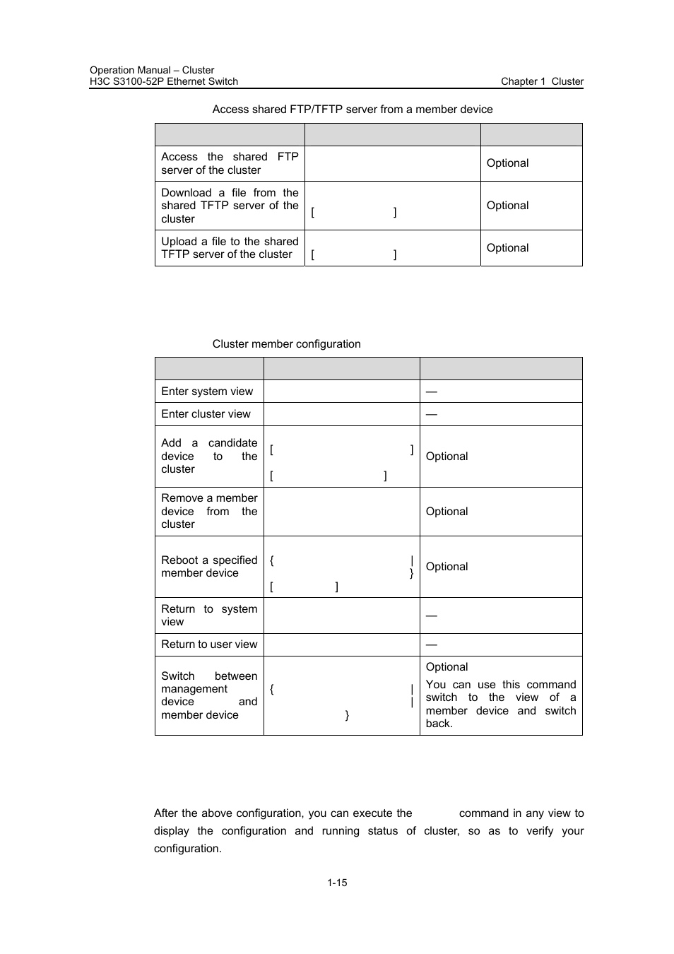 4 cluster member configuration, 5 displaying and maintaining cluster configuration | H3C Technologies H3C S3100 Series Switches User Manual | Page 438 / 630