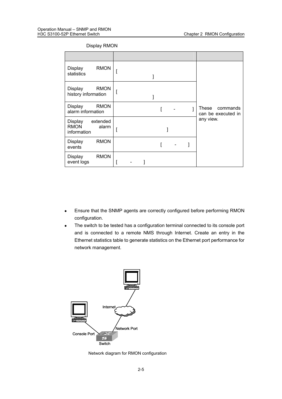 4 rmon configuration example, I. network requirements, Ii. network diagram | 4 rmon configuration example -5 | H3C Technologies H3C S3100 Series Switches User Manual | Page 460 / 630