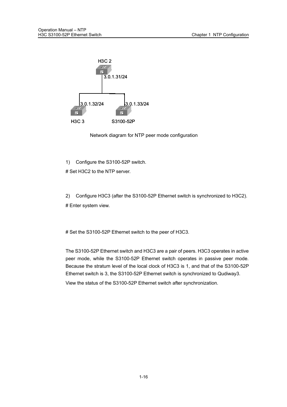 Ii. network diagram, Iii. configuration procedure | H3C Technologies H3C S3100 Series Switches User Manual | Page 478 / 630