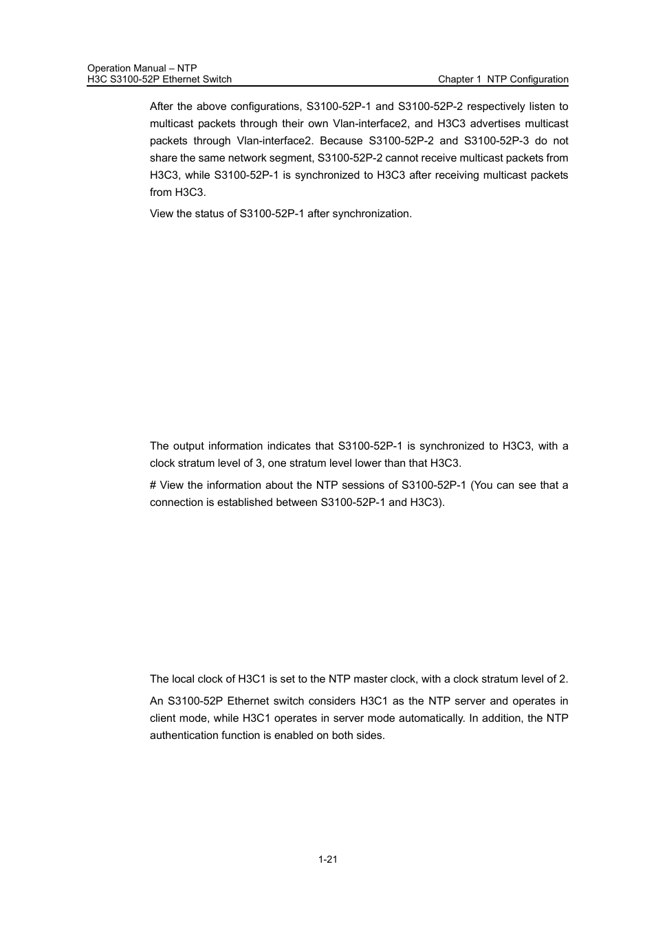 5 configuring ntp server mode with authentication, I. network requirements | H3C Technologies H3C S3100 Series Switches User Manual | Page 483 / 630