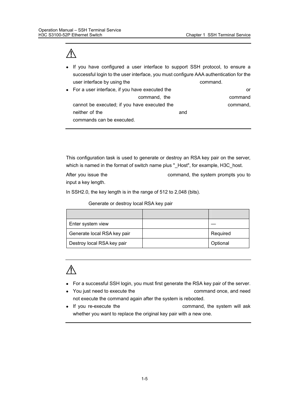 Ii. generating or destroying local rsa key pair, Section “generating, Or destroying local | Rsa key pair | H3C Technologies H3C S3100 Series Switches User Manual | Page 491 / 630