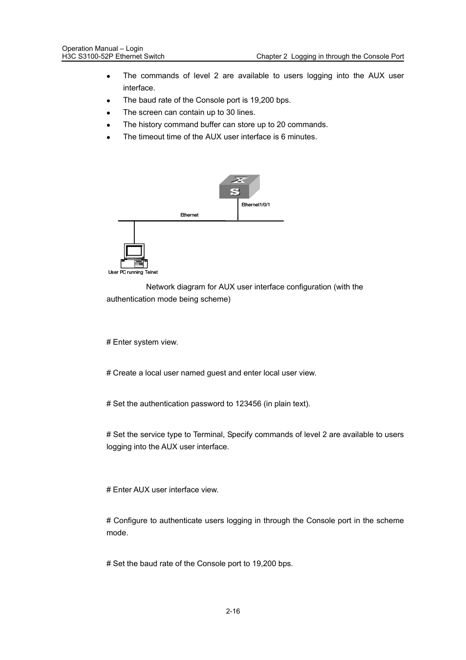 Ii. network diagram, Iii. configuration procedure | H3C Technologies H3C S3100 Series Switches User Manual | Page 50 / 630