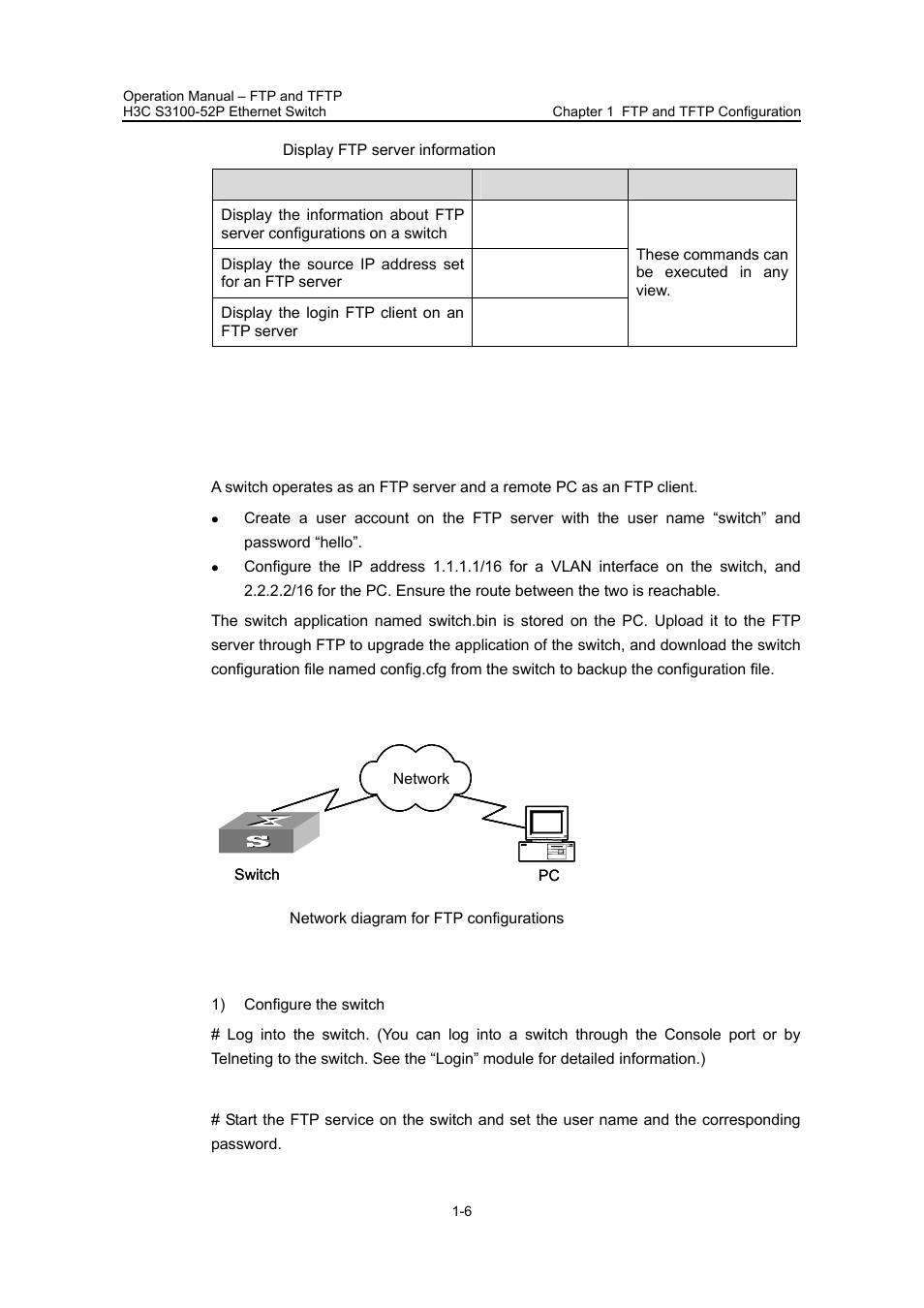 I. network requirements, Ii. network diagram, Iii. configuration procedure | H3C Technologies H3C S3100 Series Switches User Manual | Page 538 / 630