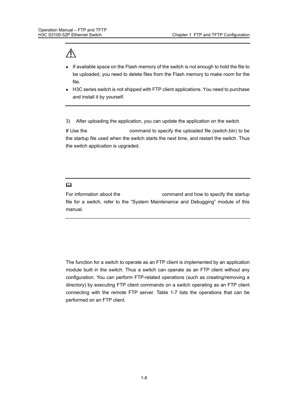 I. basic configurations on an ftp client | H3C Technologies H3C S3100 Series Switches User Manual | Page 540 / 630