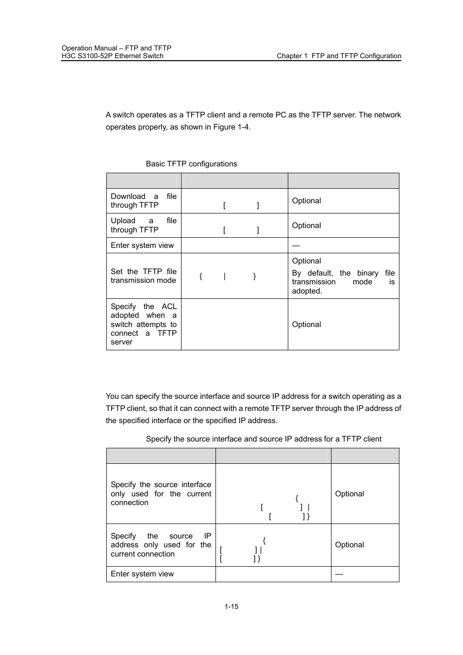 2 tftp configuration, I. prerequisites, Ii. basic tftp configurations | 2 tftp configuration -15 | H3C Technologies H3C S3100 Series Switches User Manual | Page 547 / 630
