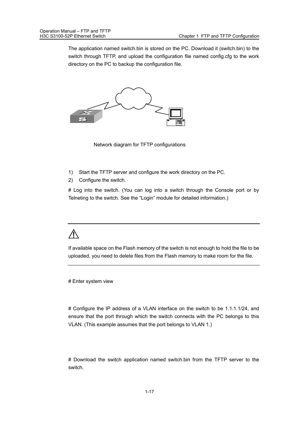 Ii. network diagram, Iii. configuration procedure | H3C Technologies H3C S3100 Series Switches User Manual | Page 549 / 630