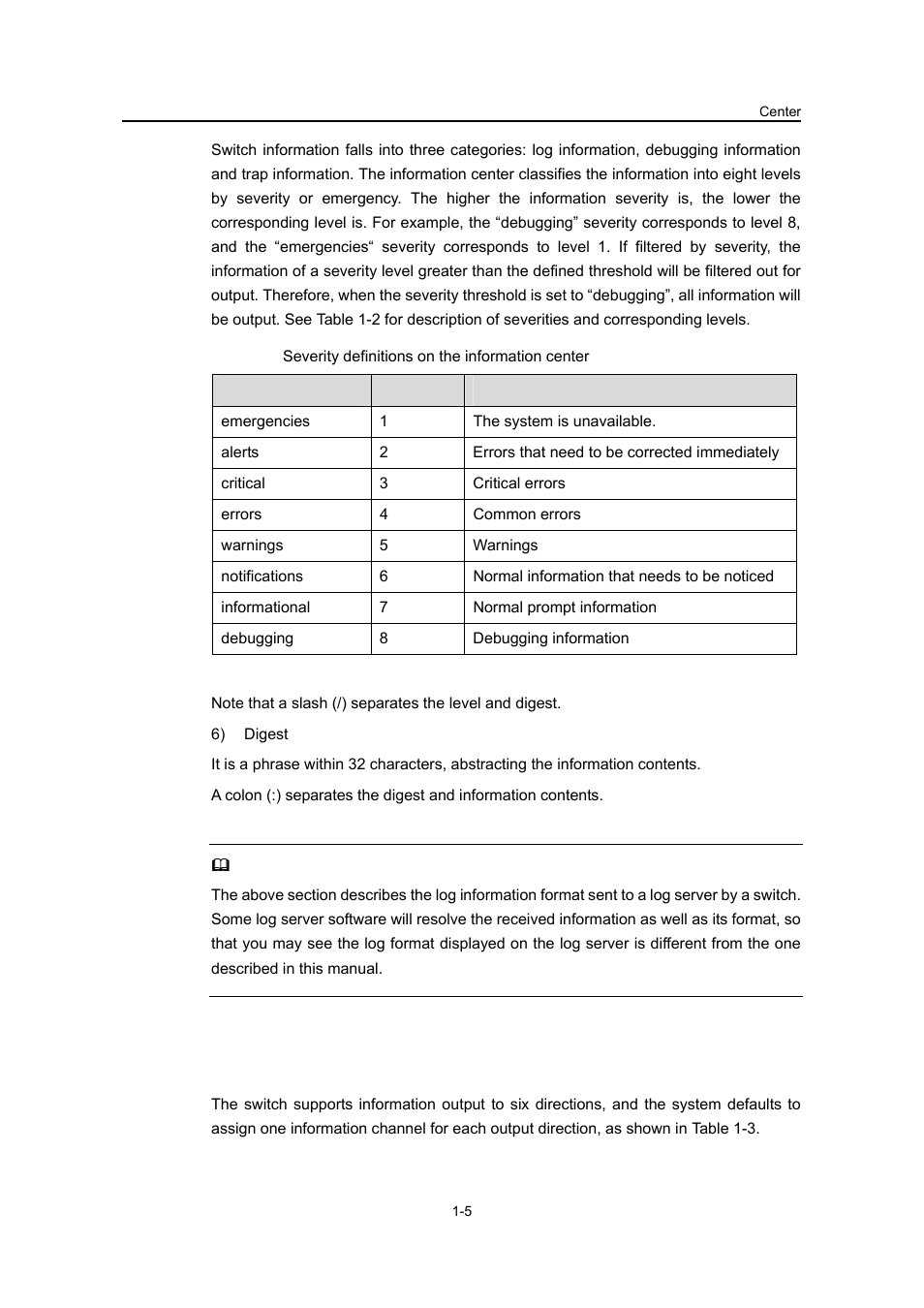 2 information center configuration, 2 information center configuration -5 | H3C Technologies H3C S3100 Series Switches User Manual | Page 556 / 630