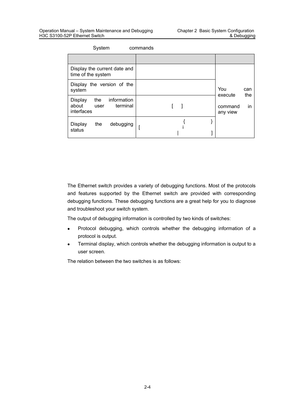 3 system debugging, 1 enabling/disabling system debugging, 3 system debugging -4 | 1 enabling/disabling system debugging -4 | H3C Technologies H3C S3100 Series Switches User Manual | Page 593 / 630