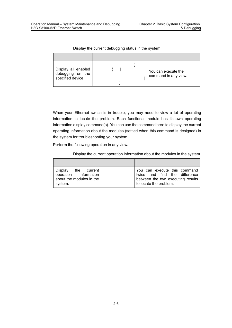 2 displaying debugging status | H3C Technologies H3C S3100 Series Switches User Manual | Page 595 / 630