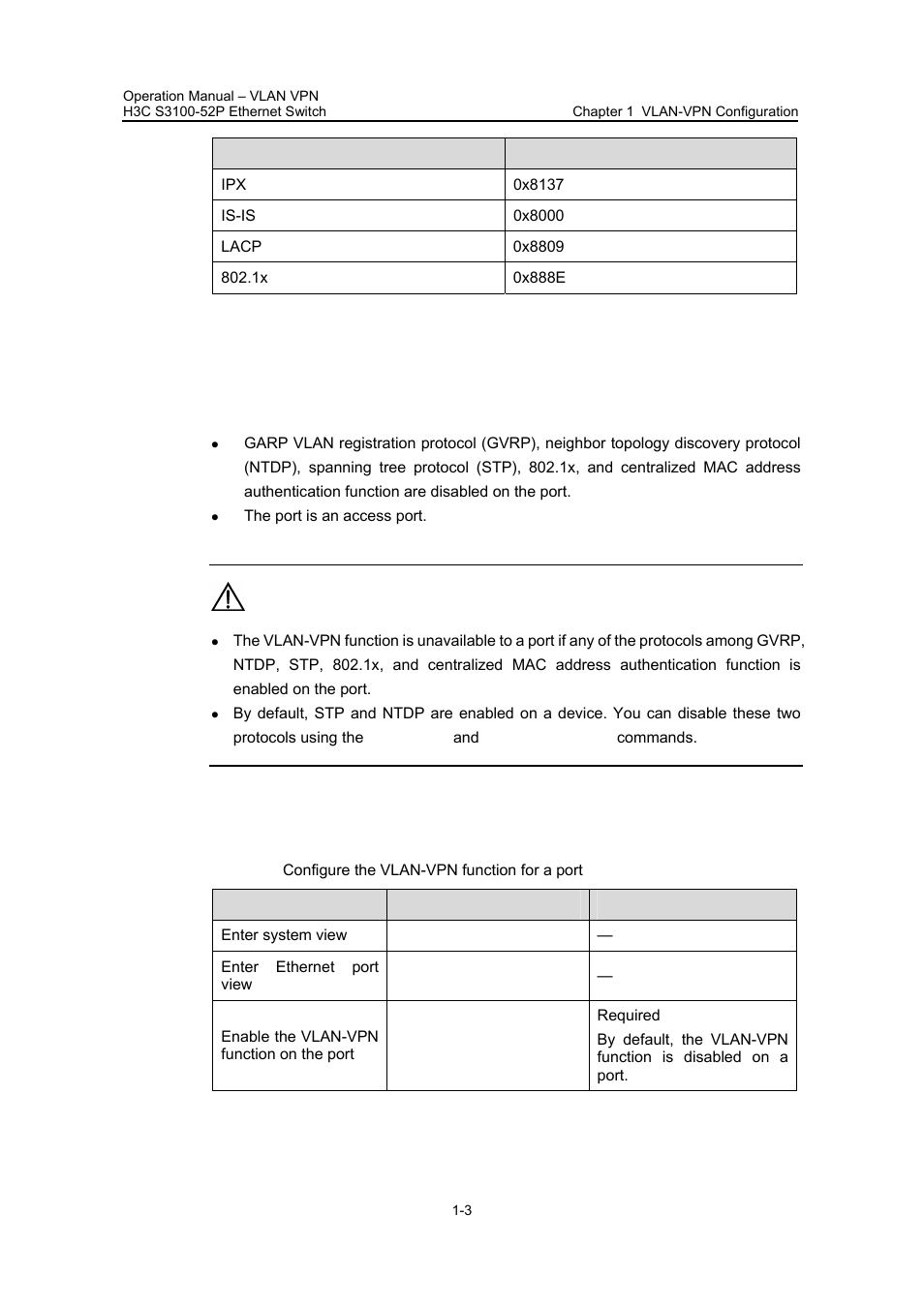 2 vlan-vpn configuration, 1 configuration prerequisites, 2 configuration procedure | 2 vlan-vpn configuration -3 | H3C Technologies H3C S3100 Series Switches User Manual | Page 607 / 630