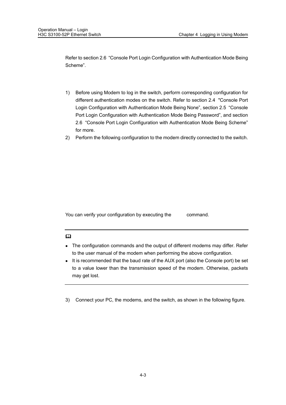 4 modem connection establishment, 4 modem connection establishment -3 | H3C Technologies H3C S3100 Series Switches User Manual | Page 73 / 630