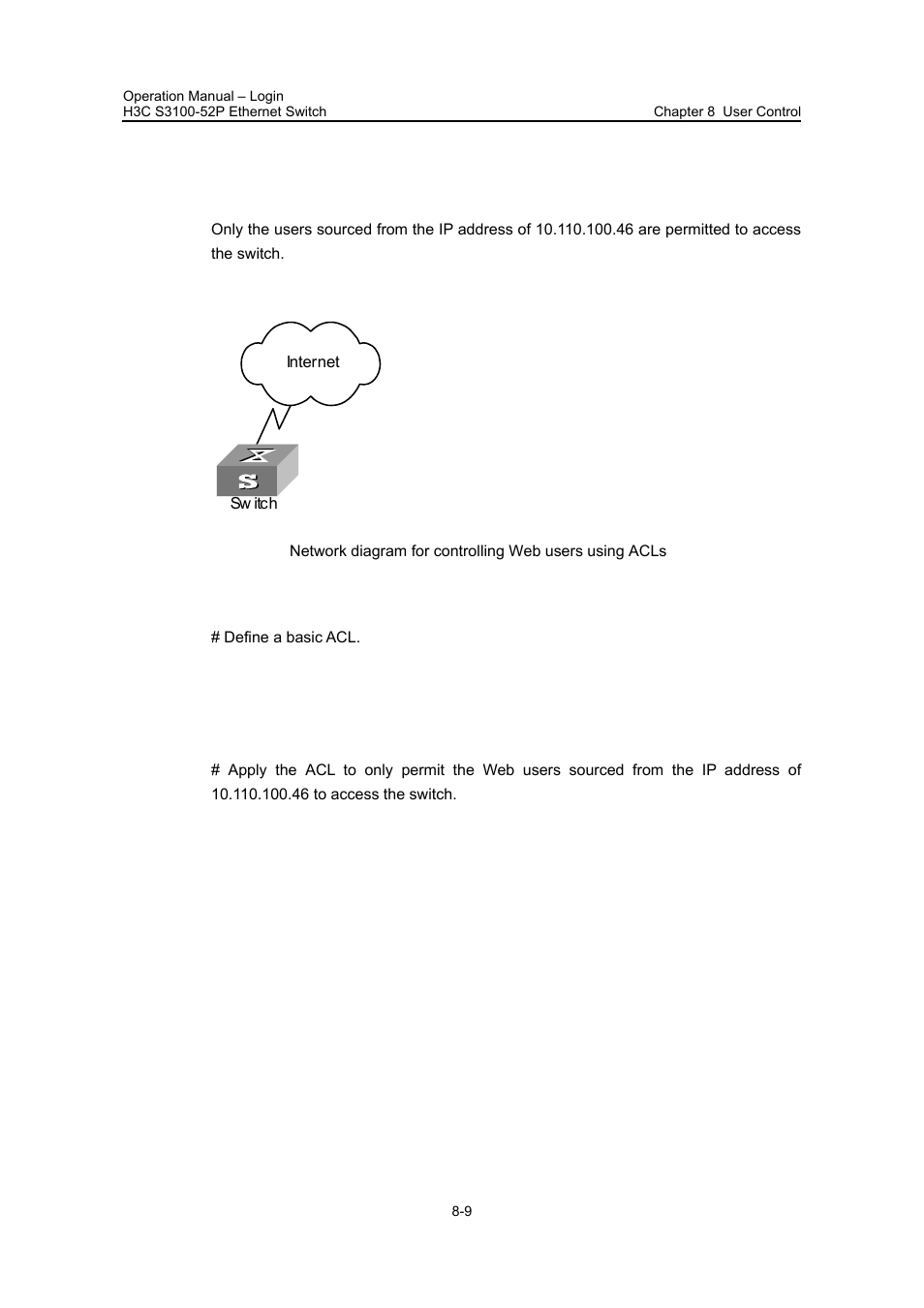 4 configuration example, I. network requirements, Ii. network diagram | Iii. configuration procedure, 4 configuration example -9 | H3C Technologies H3C S3100 Series Switches User Manual | Page 90 / 630