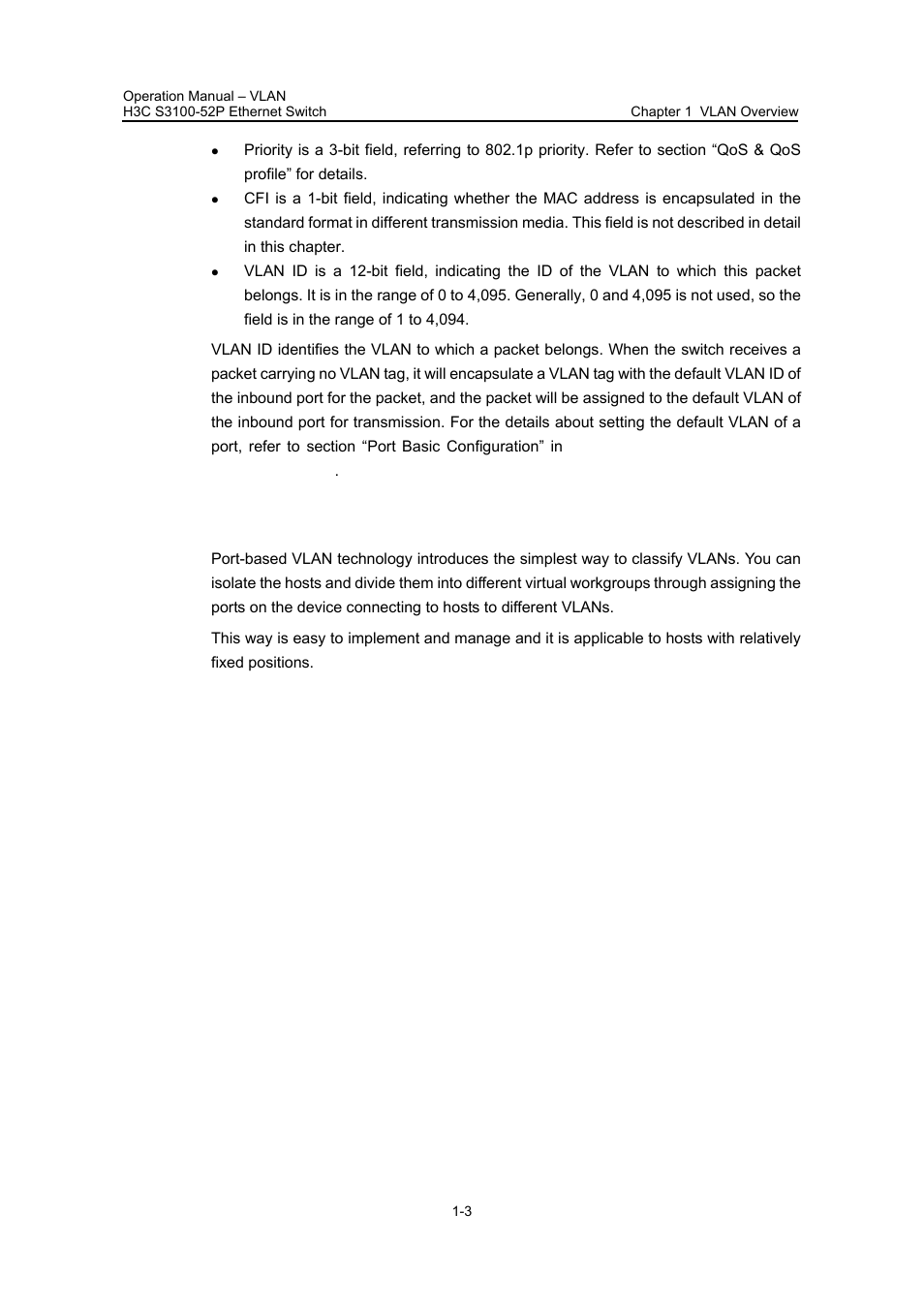 2 port-based vlan, 2 port-based vlan -3 | H3C Technologies H3C S3100 Series Switches User Manual | Page 98 / 630