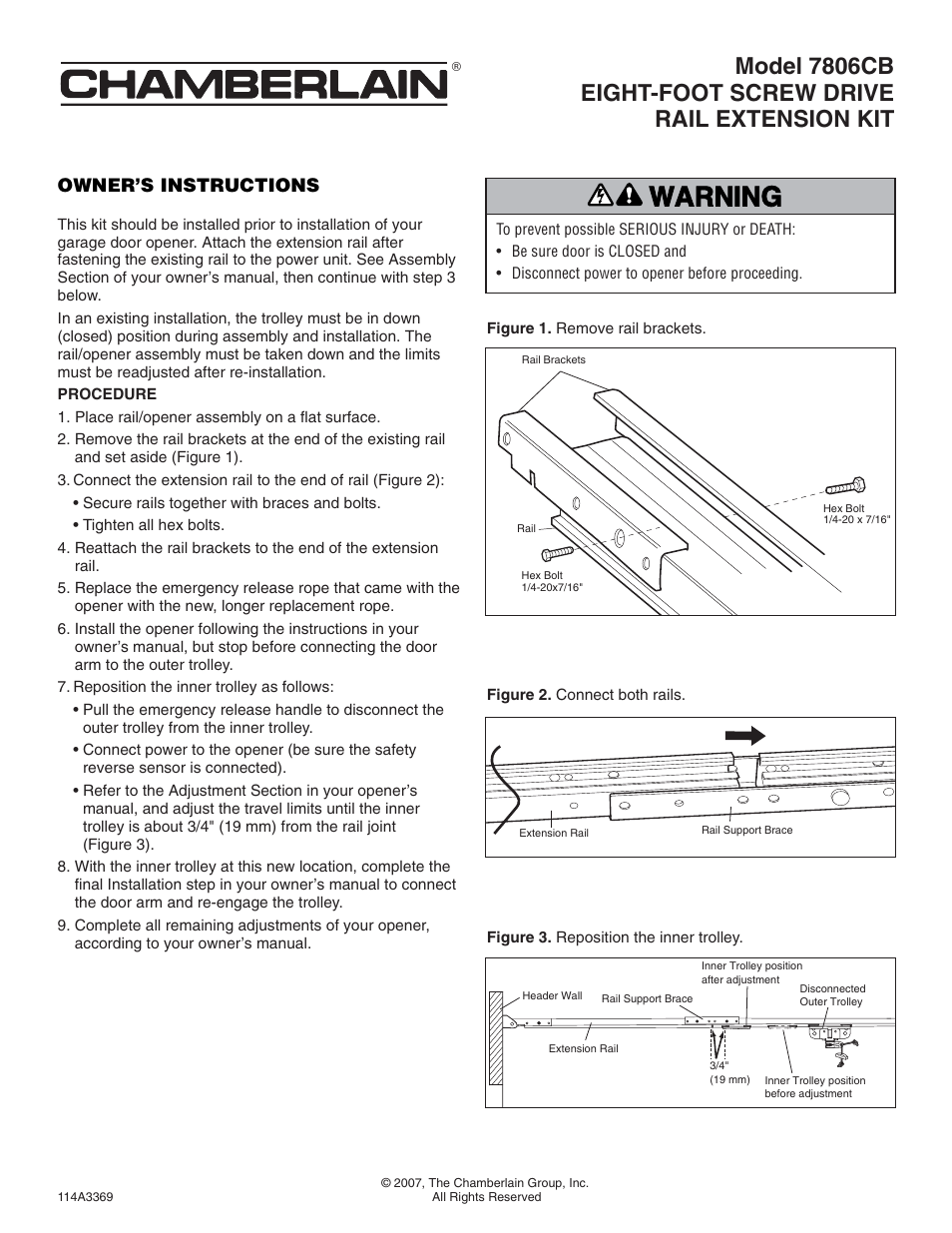 Chamberlain 7806CB User Manual | 1 page