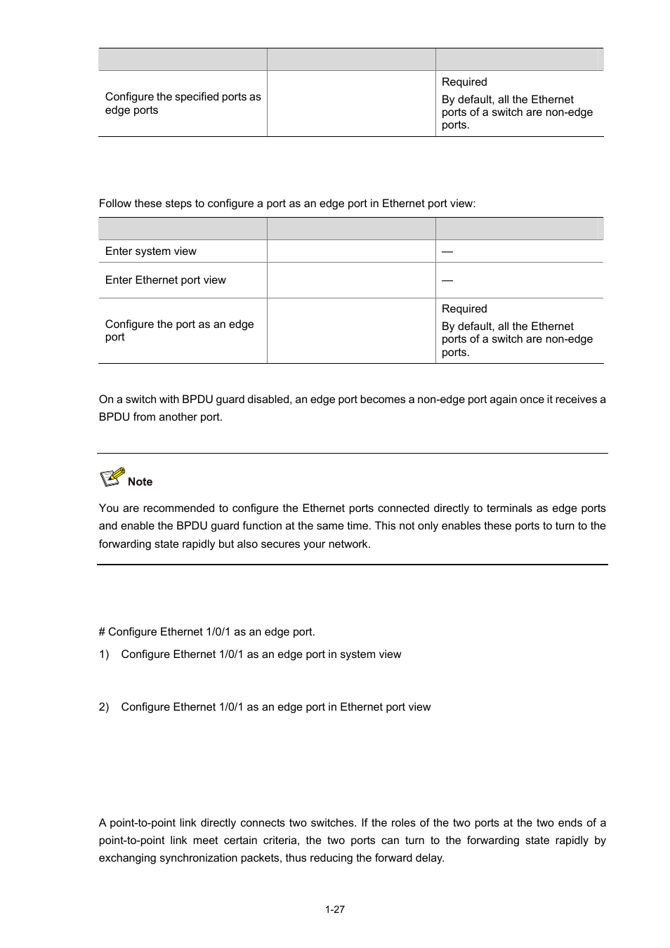 Configuration example, Setting the link type of a port to p2p | H3C Technologies H3C S3100 Series Switches User Manual | Page 246 / 1056