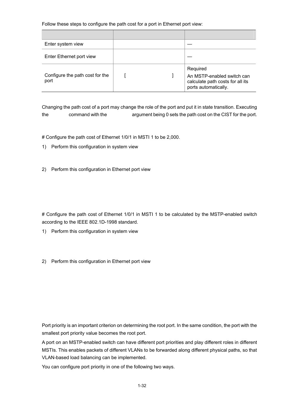 Configuration example (a), Configuration example (b), Configuring port priority | H3C Technologies H3C S3100 Series Switches User Manual | Page 251 / 1056