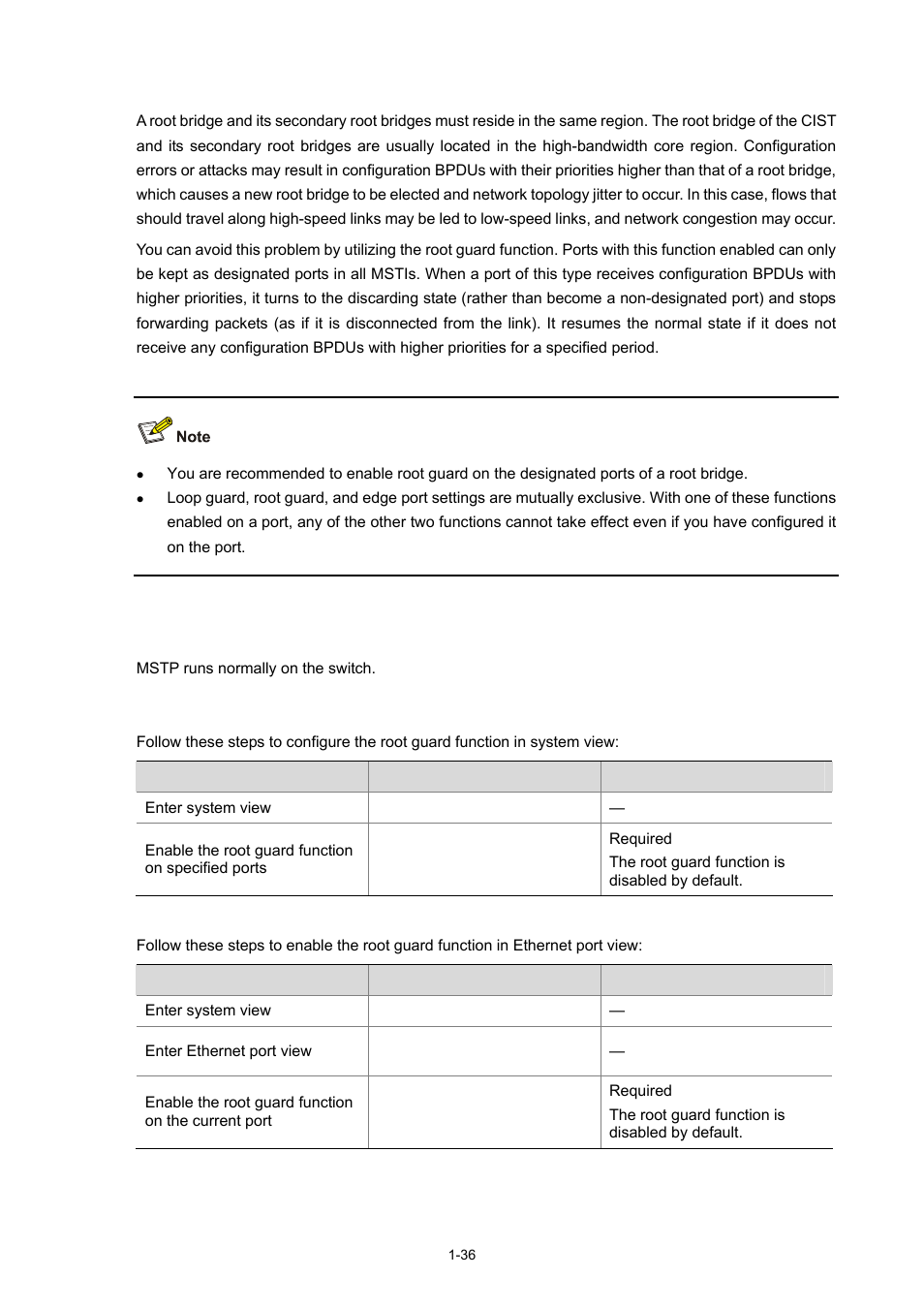 Configuring root guard, Configuration prerequisites, Configuration procedure | H3C Technologies H3C S3100 Series Switches User Manual | Page 255 / 1056