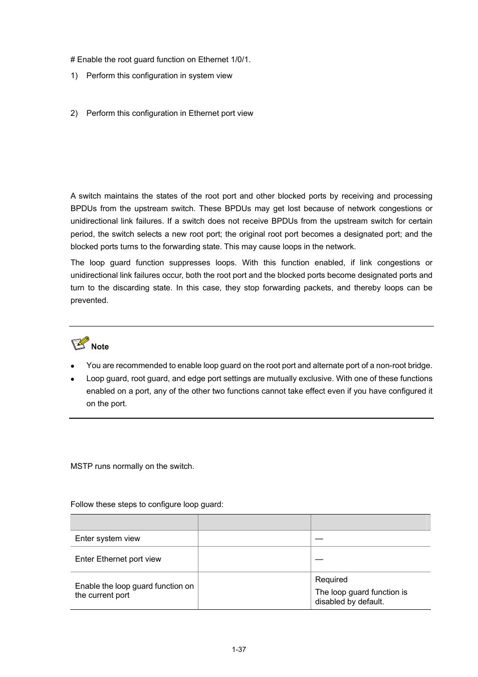 Configuration example, Configuring loop guard, Configuration prerequisites | Configuration procedure | H3C Technologies H3C S3100 Series Switches User Manual | Page 256 / 1056