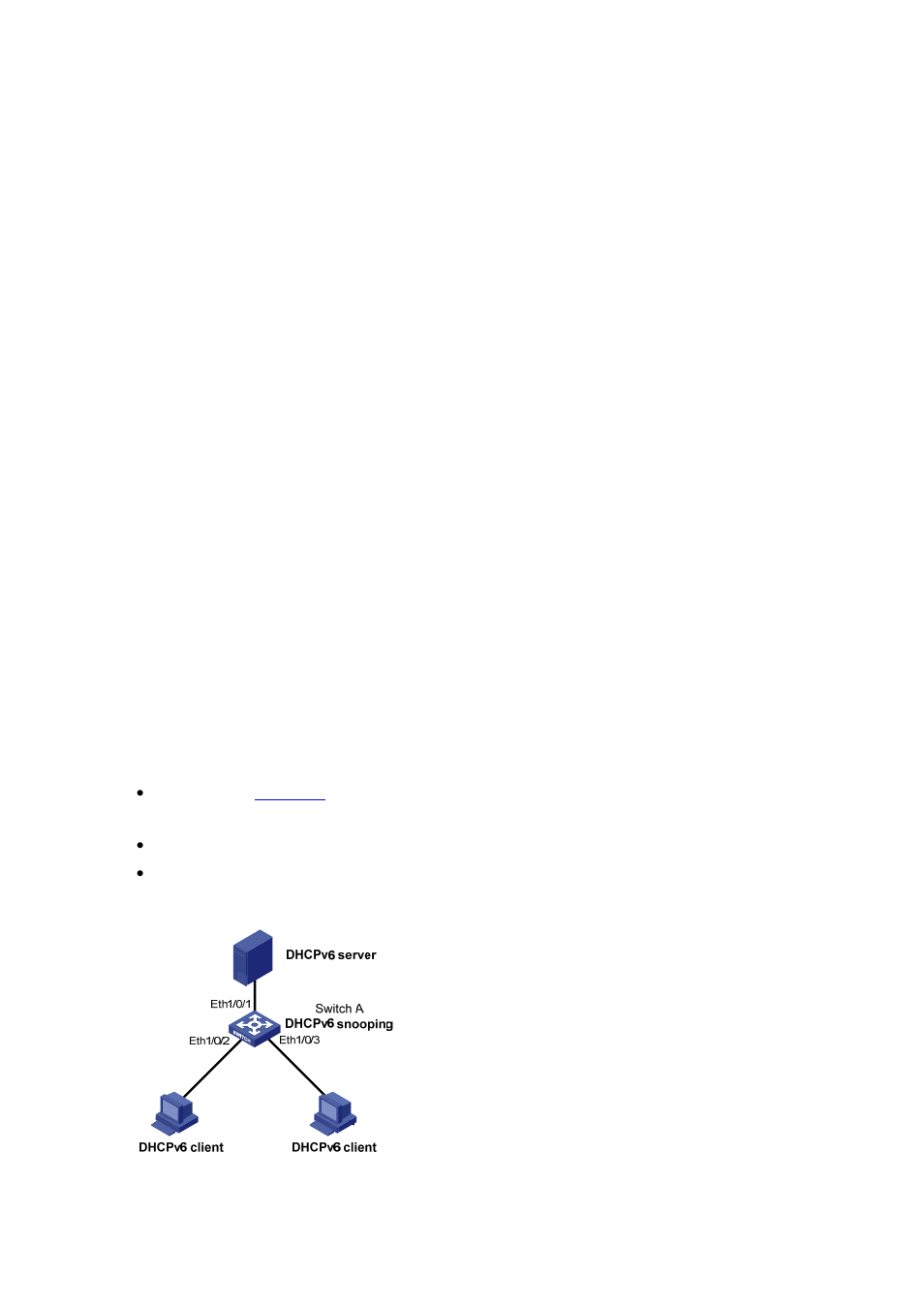 Dhcpv6 snooping configuration example, Network requirements | H3C Technologies H3C S3100 Series Switches User Manual | Page 929 / 1056