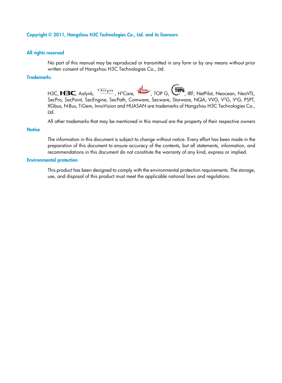 H3C Technologies H3C S3100V2 Series Switches User Manual | Page 2 / 69