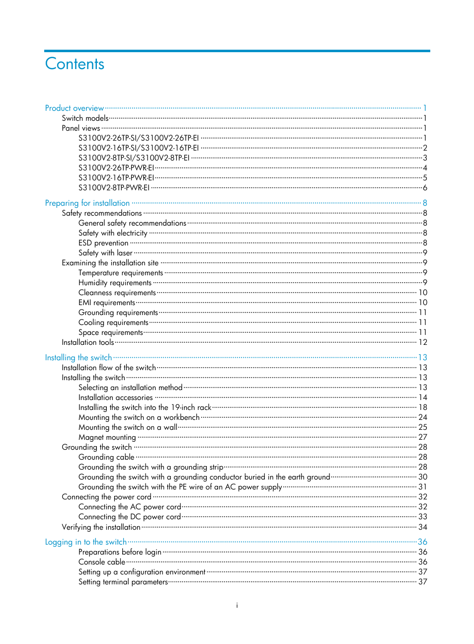 H3C Technologies H3C S3100V2 Series Switches User Manual | Page 5 / 69