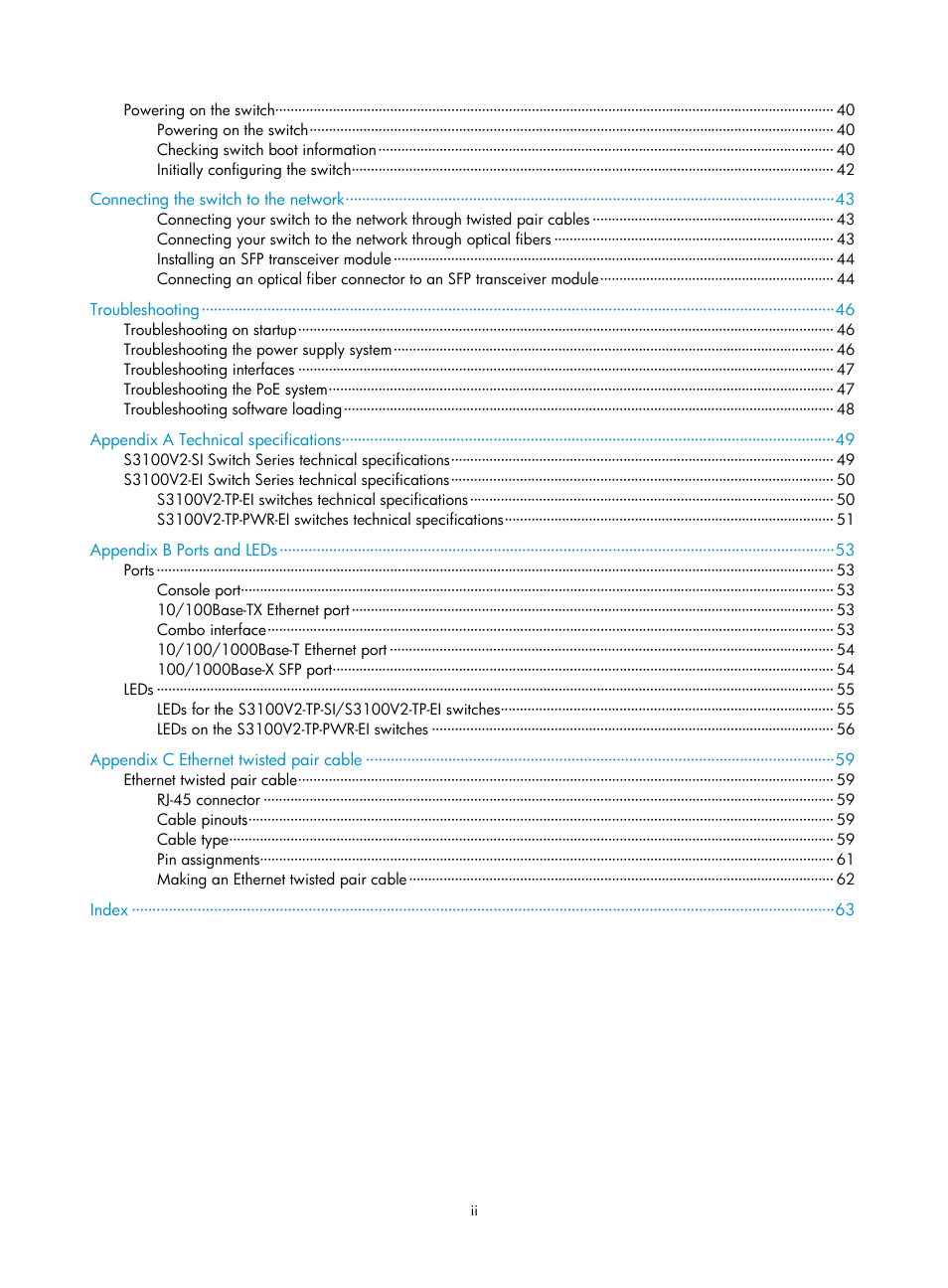 H3C Technologies H3C S3100V2 Series Switches User Manual | Page 6 / 69