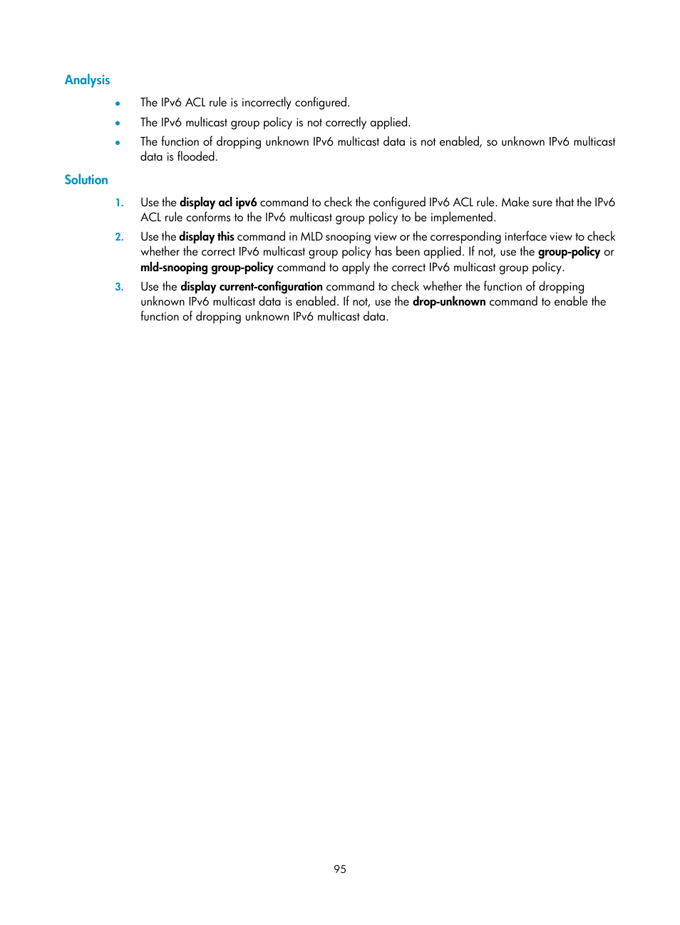 Analysis, Solution | H3C Technologies H3C S3100V2 Series Switches User Manual | Page 103 / 111
