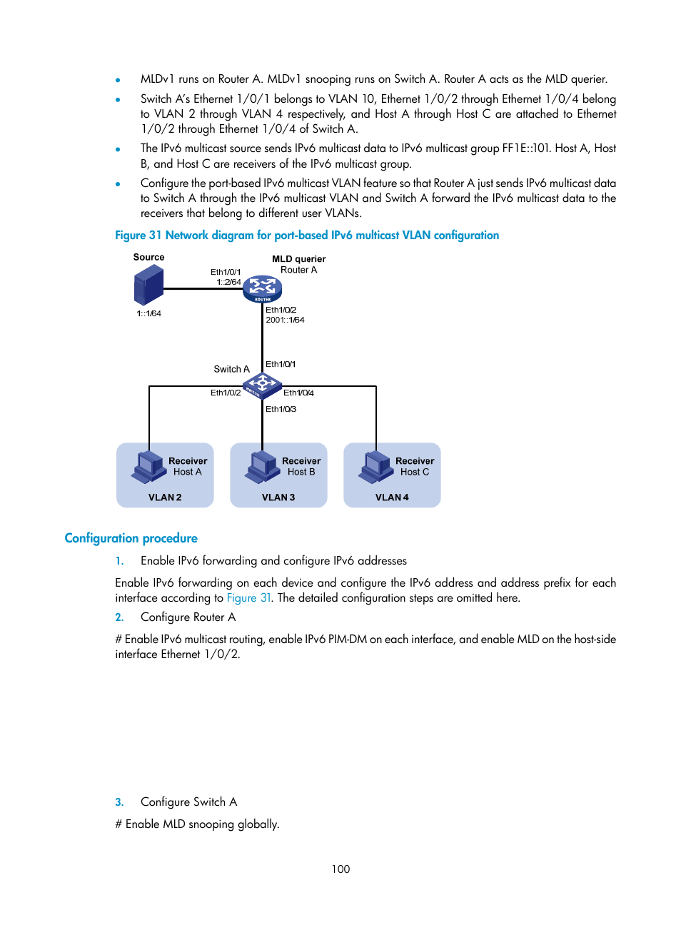 Configuration procedure | H3C Technologies H3C S3100V2 Series Switches User Manual | Page 108 / 111