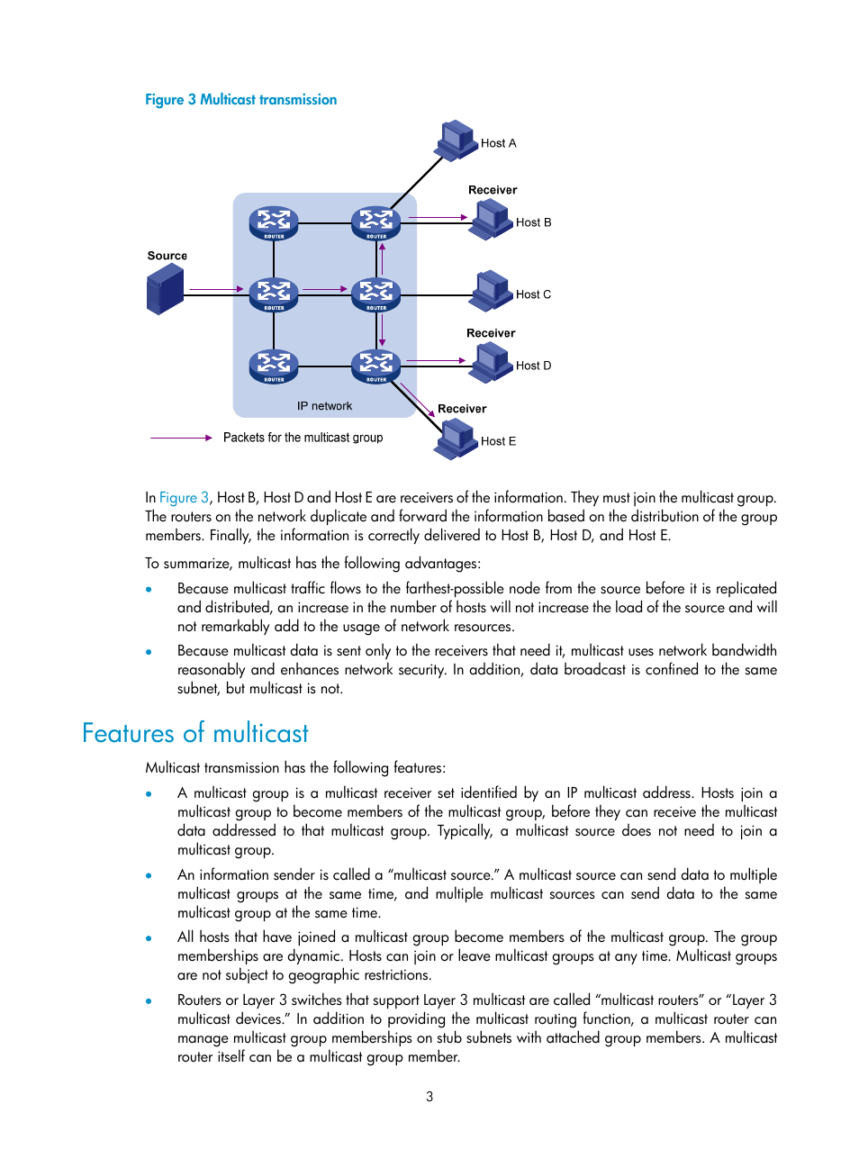 Features of multicast | H3C Technologies H3C S3100V2 Series Switches User Manual | Page 11 / 111