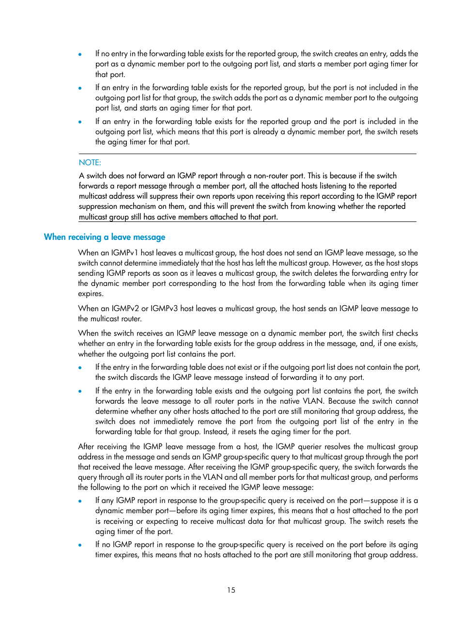 When receiving a leave message | H3C Technologies H3C S3100V2 Series Switches User Manual | Page 23 / 111