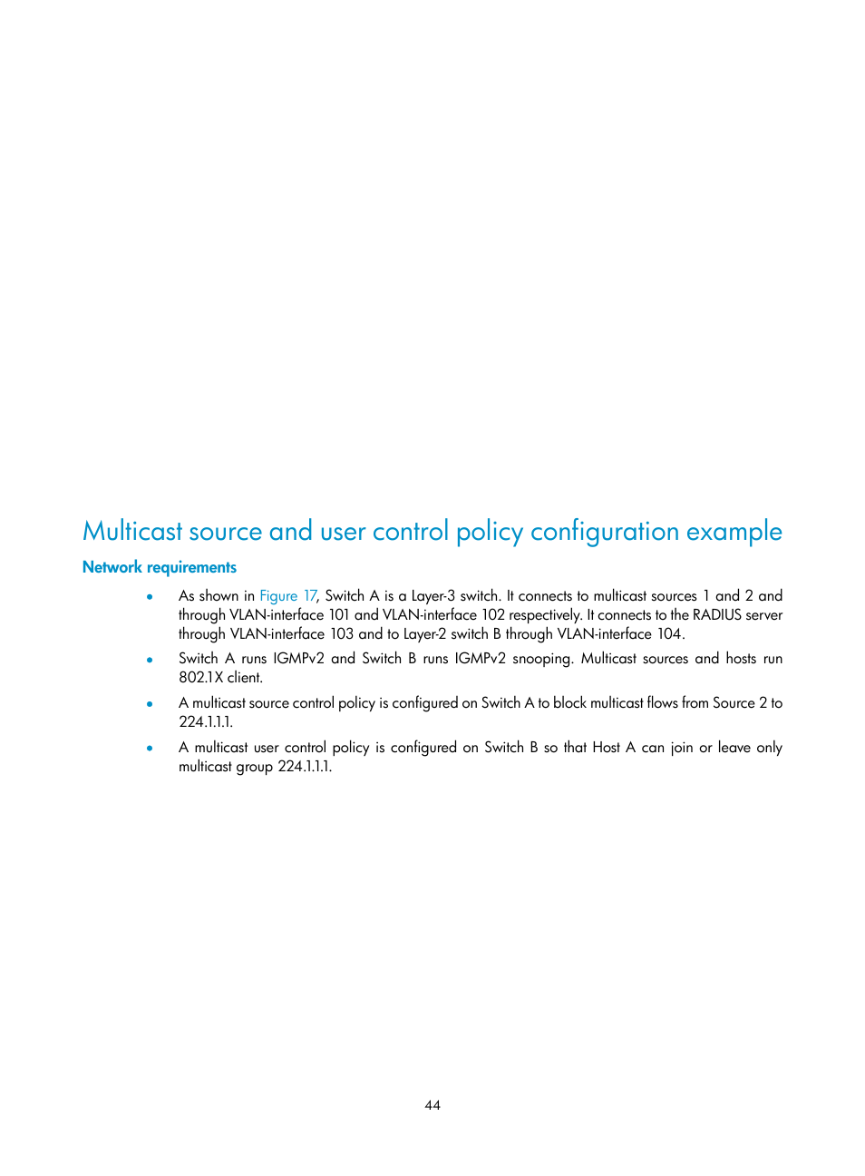 Network requirements | H3C Technologies H3C S3100V2 Series Switches User Manual | Page 52 / 111