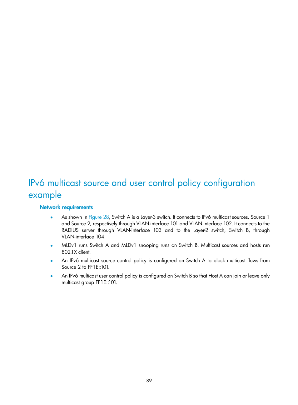 Network requirements | H3C Technologies H3C S3100V2 Series Switches User Manual | Page 97 / 111