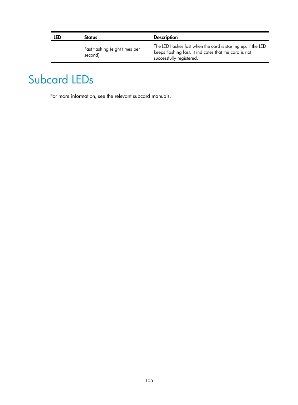 Subcard leds | H3C Technologies H3C SR8800 User Manual | Page 115 / 135