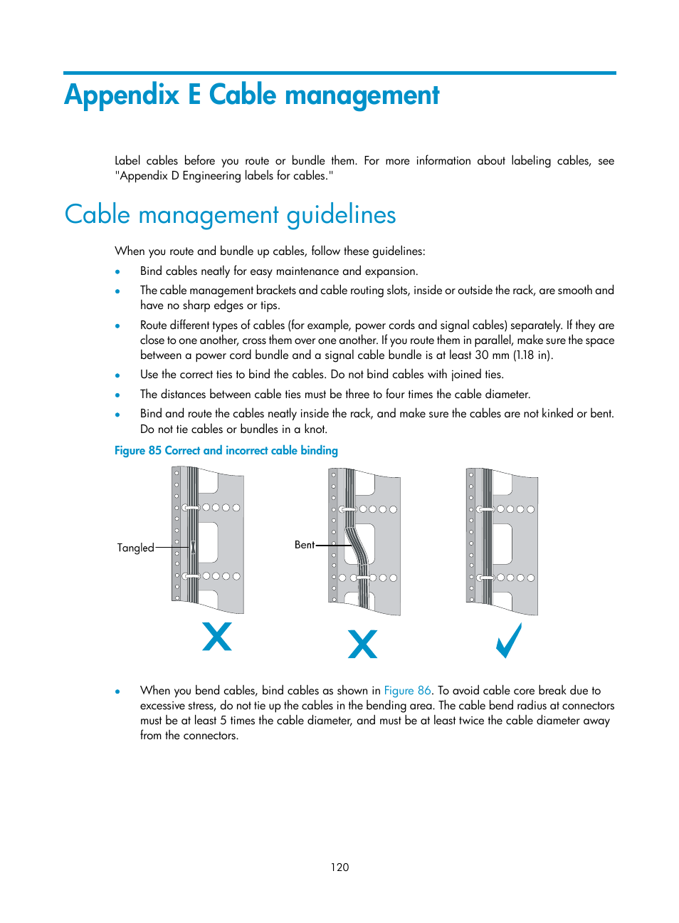 Appendix e cable management, Cable management guidelines | H3C Technologies H3C SR8800 User Manual | Page 130 / 135