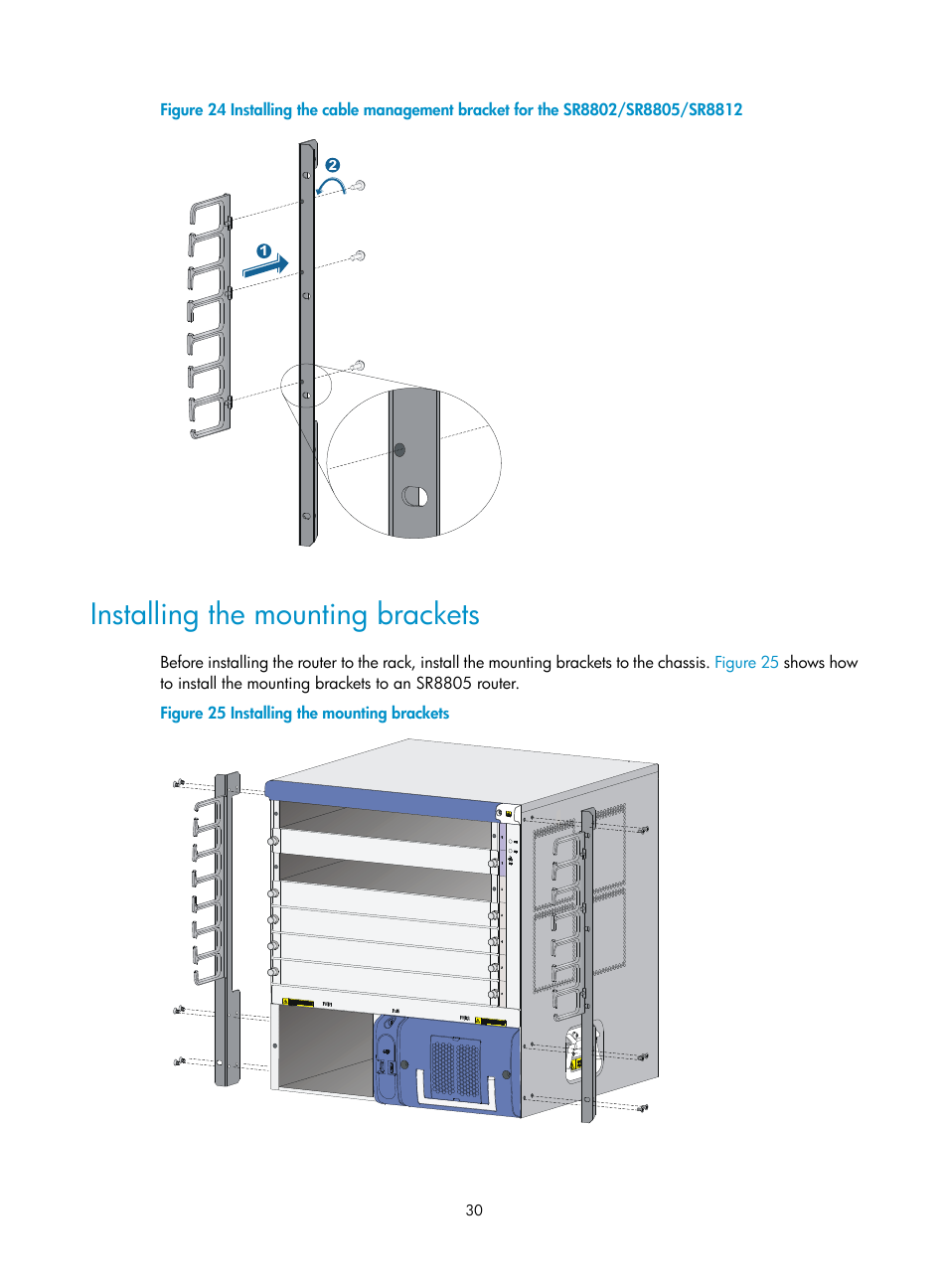 Installing the mounting brackets | H3C Technologies H3C SR8800 User Manual | Page 40 / 135