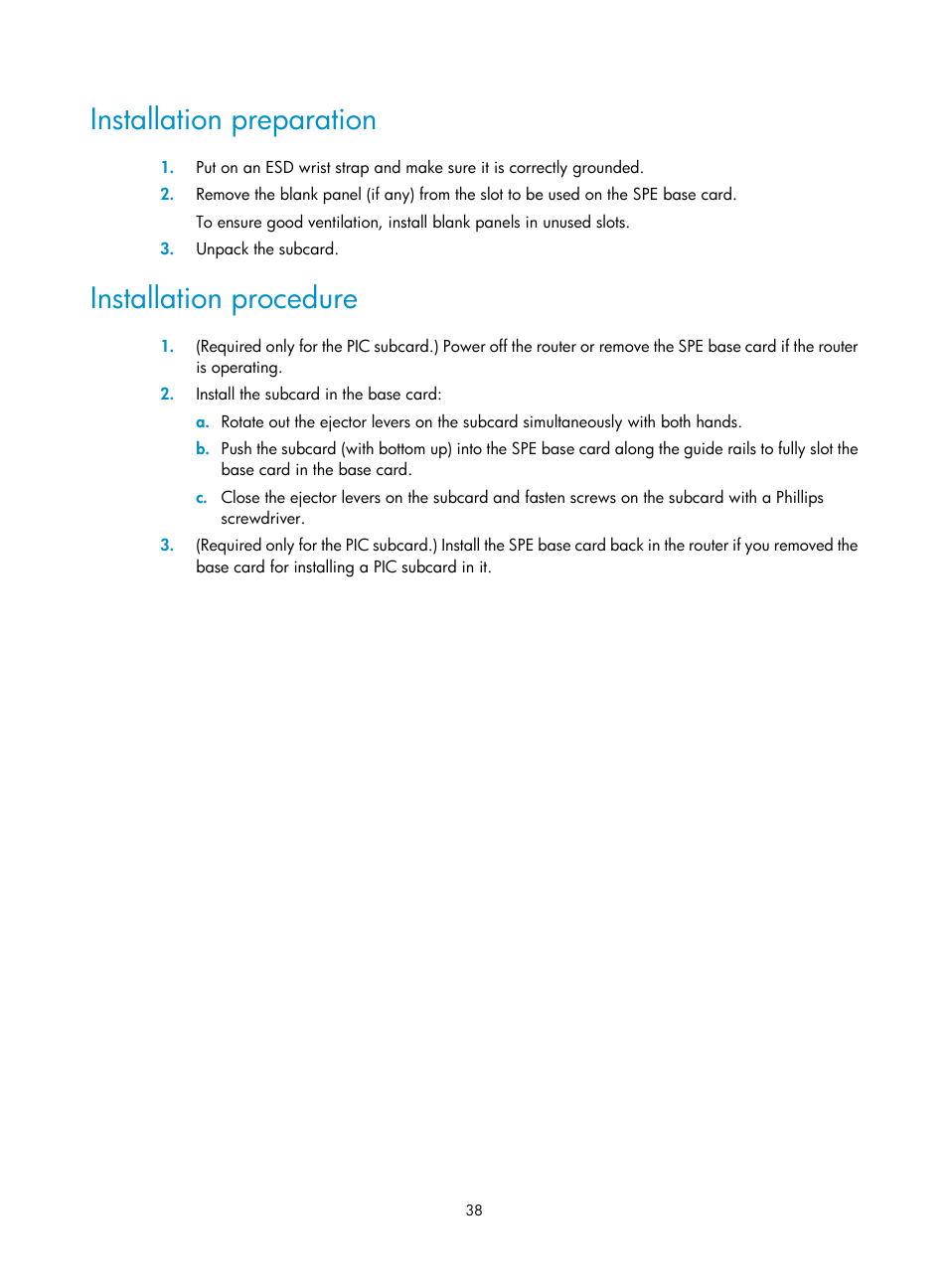 Installation preparation, Installation procedure | H3C Technologies H3C SR8800 User Manual | Page 48 / 135